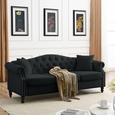 Velvet Chesterfield Sofa 3 Seater with Tufted Couch