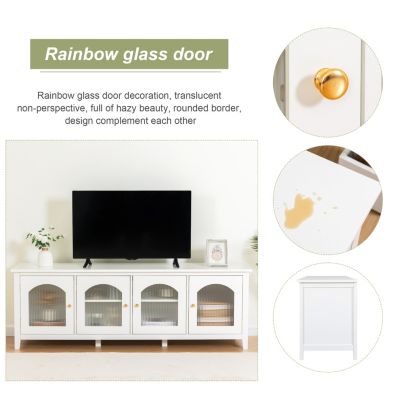  Antique White TV Cabinet with Glass Door