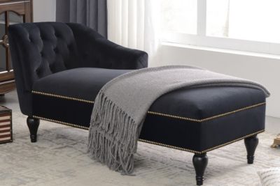 Velvet Button Tufted Chaise Lounge