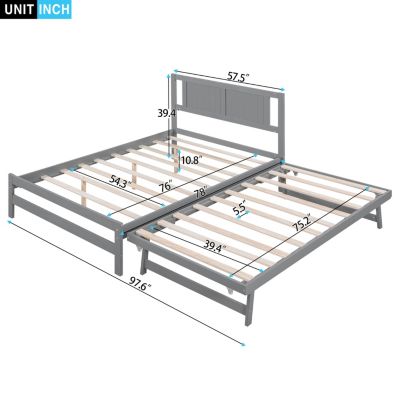Streamdale Full Size Platform Bed With Adjustable Trundle