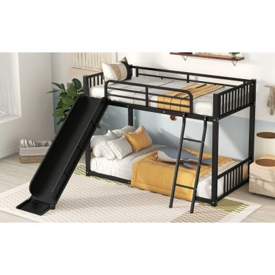 Streamdale Metal Bunk Bed With Slide, Twin Over Twin