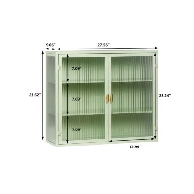 Streamdale Modern Mint Green Two-Door Wall Cabinet with Three-Tier Storage
