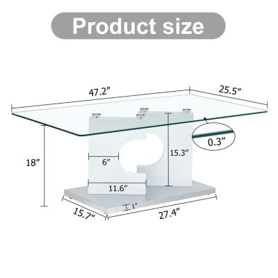 Streamdale Modern Glass Top Coffee Table