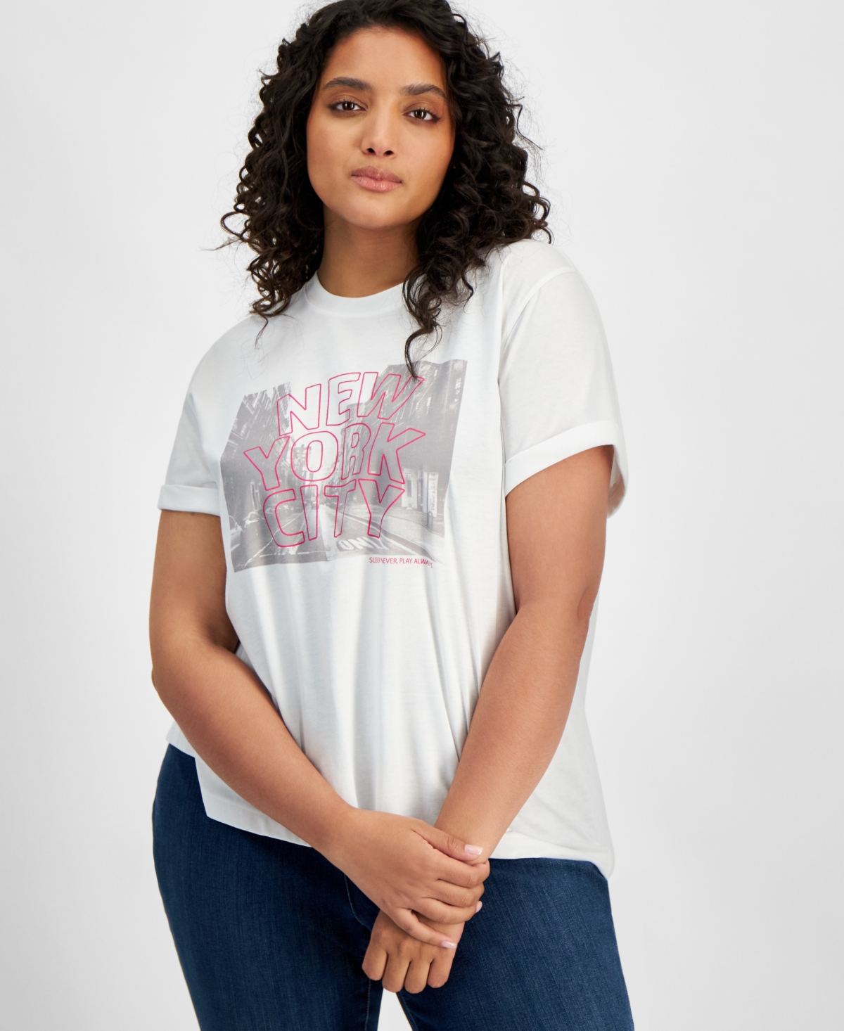 On 34th Trendy Plus Size New York Graphic Crewneck Top, Created for Macy's