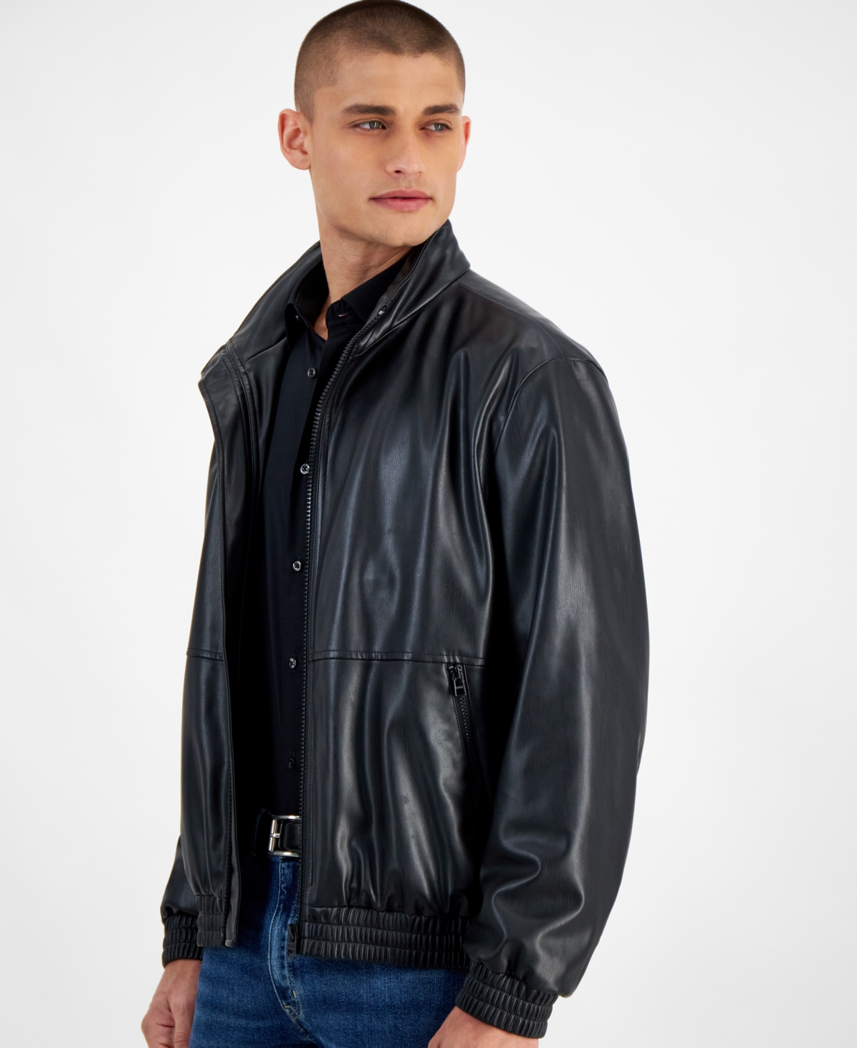 Hugo by Hugo Boss Men's Bonny2435 Slim-Fit Faux-Leather Jacket