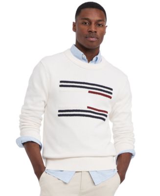 Tommy Hilfiger Men's Relaxed-Fit Cable Knit Flag Sweater - Macy's