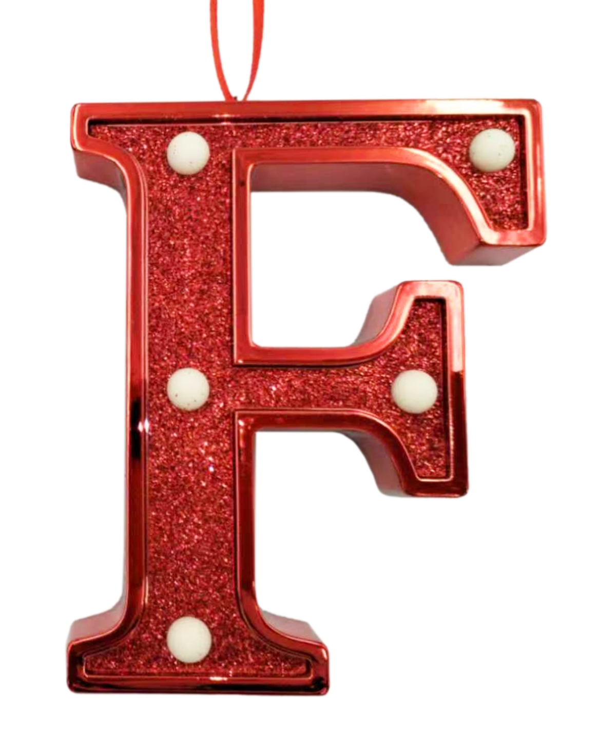 Ganz Light Up Initial Red Glitter Ornament In Red