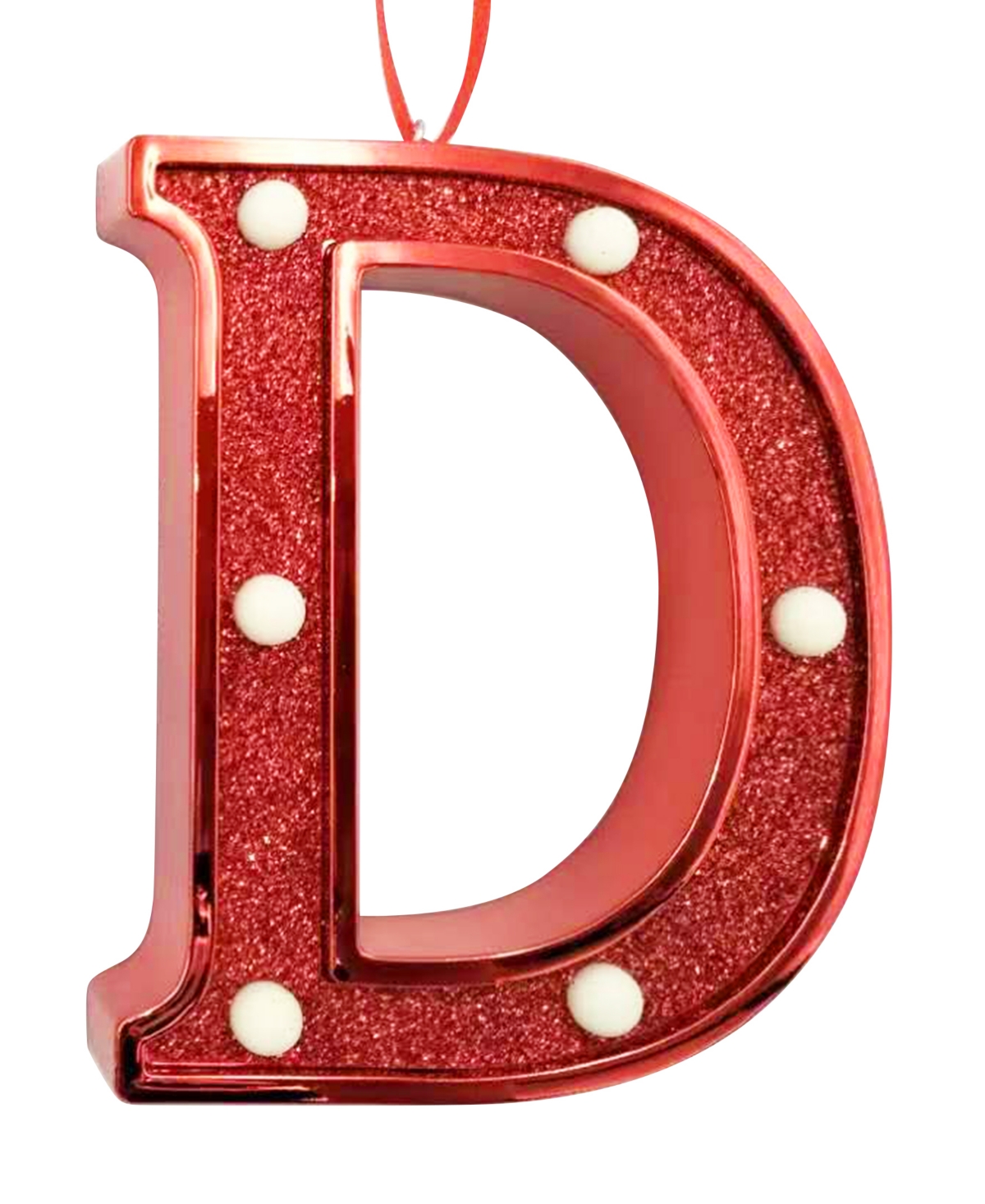 Ganz Light Up Initial Red Glitter Ornament In Red