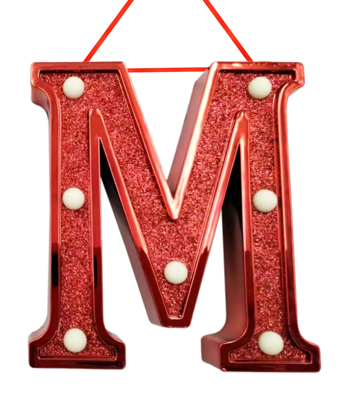 Ganz Light Up Initial Red Glitter Ornament In Red