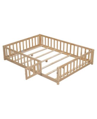 Montessori Floor Bed with Fence and Door for Kids