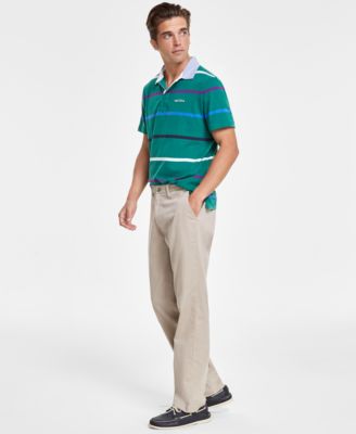 Men's Classic-Fit Stretch Solid Flat-Front Chino Deck Pants  