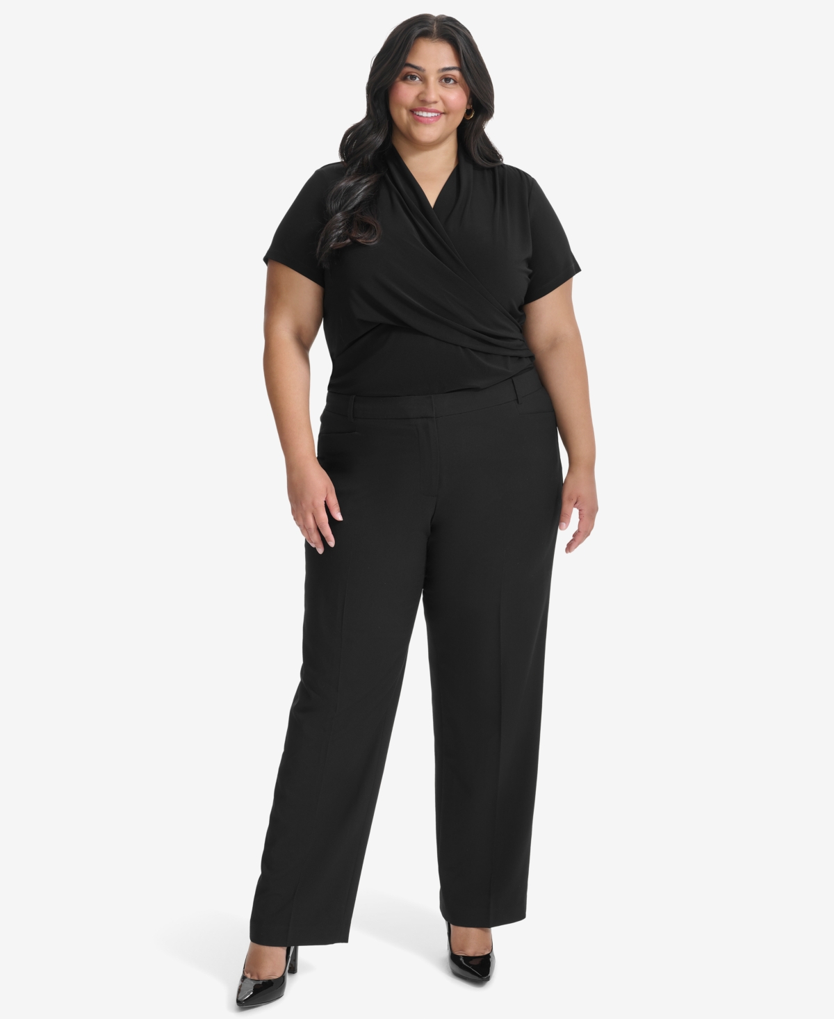 Dkny Plus Size Modern-fit Pants In Black