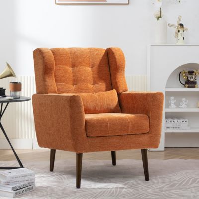 1 piece Chenille Foam-Filled Dark Blue Mid Century Accent Chair