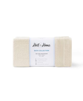 600 GSM Ringspun Cotton Hand Towels, 6-Pack, 16" x 28" with Striped Dobby Border