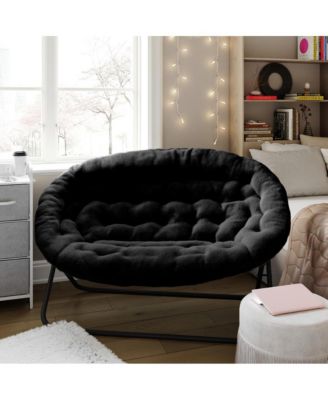 EMMA + OLIVER Double Steel Janey Folding Saucer Chair and Ottoman