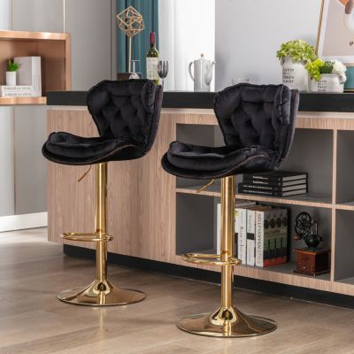 Adjustable Swivel Bar Stools with Chrome Base (Set of 2)