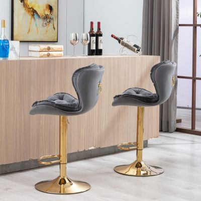 Adjustable Swivel Bar Stools with Chrome Base (Set of 2)