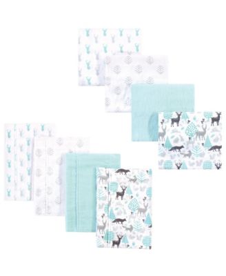 Hudson Baby Boys 8-Piece Cotton Flannel Nursery Essential Set Swaddle Blankets Burp Cloths - Linocut woodland neutral 39$