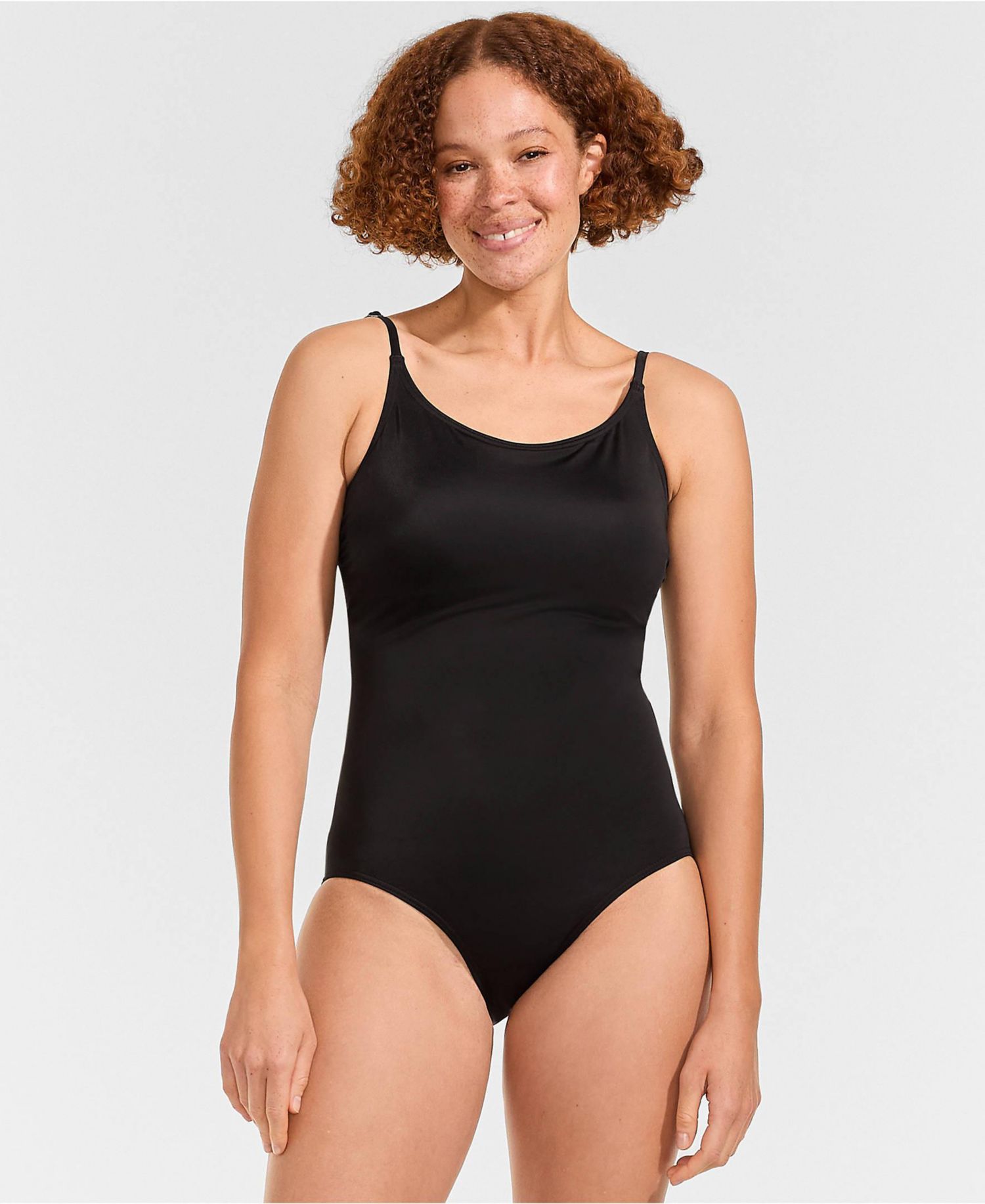 Women's Tugless Thin Strap One Piece Swimsuit