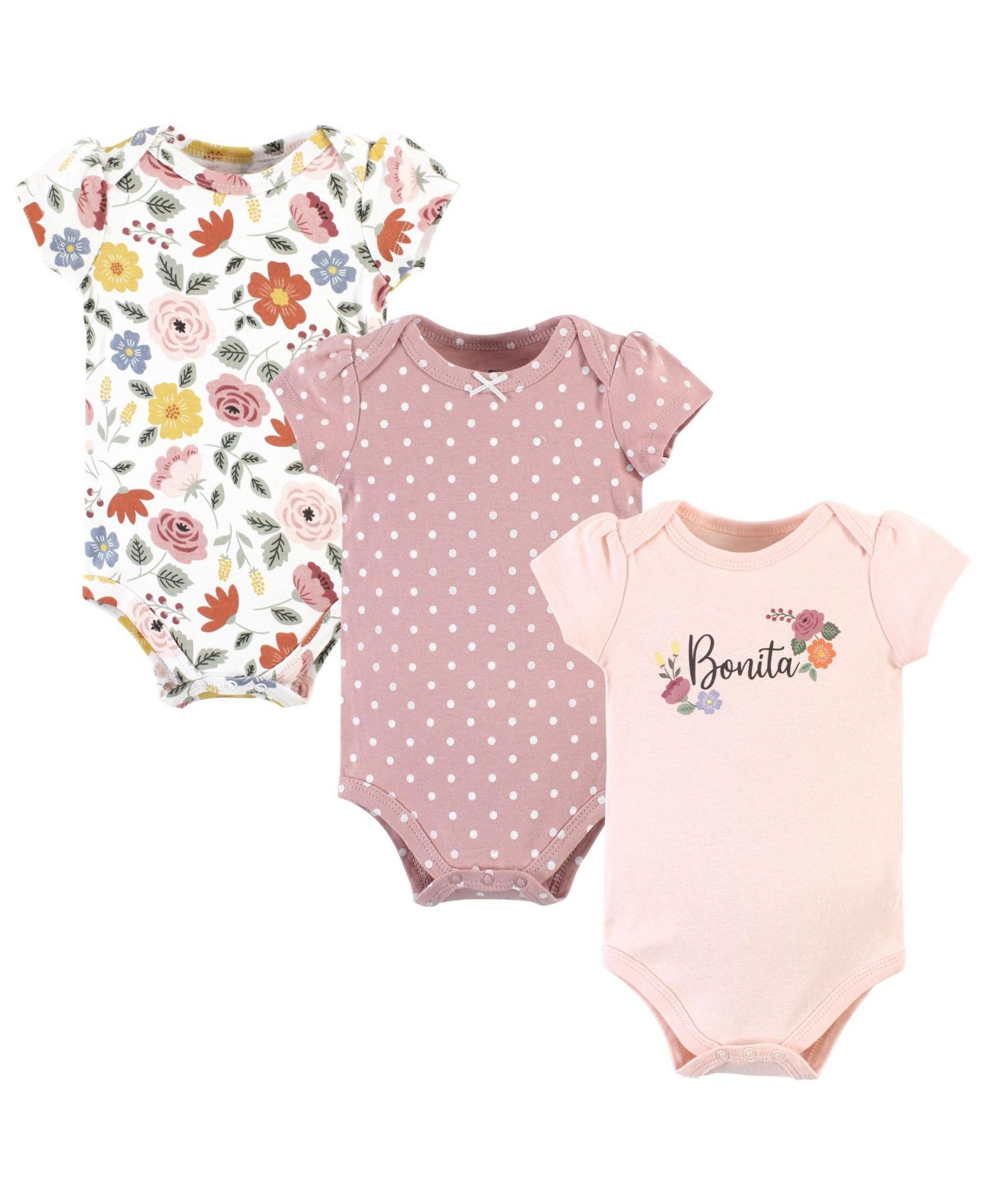 Baby Girls Cotton Bodysuits 3-Pack