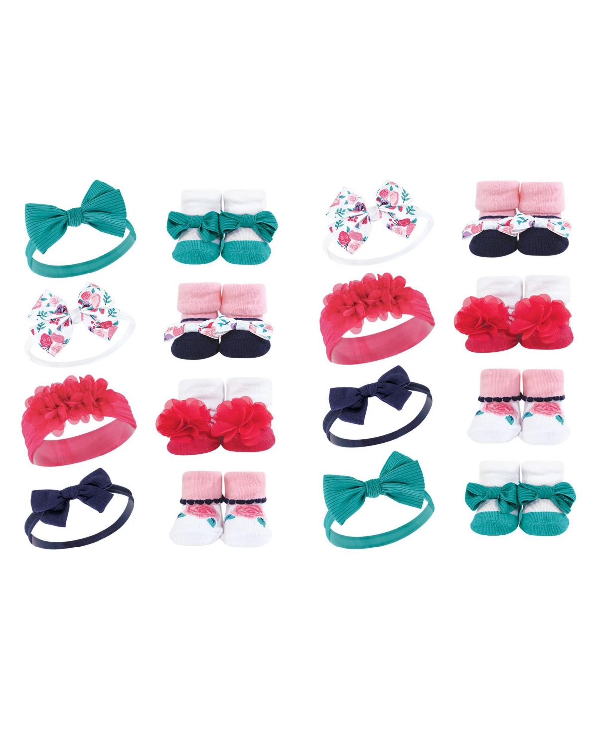 Hudson Baby Infant Girl 16Pc Headband and Socks