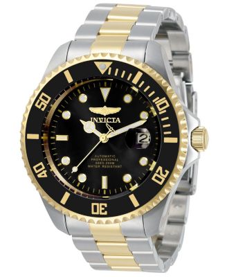 Men's Pro Diver Automatic 3 Hand Black Dial Stainless Steel Bracelet Watch