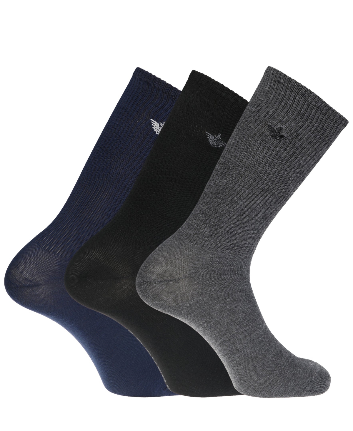 Men's Performance Socks - 3 and 6 -Pairs Athletic and Dress Crew Socks - Navy multi (3 pairs)