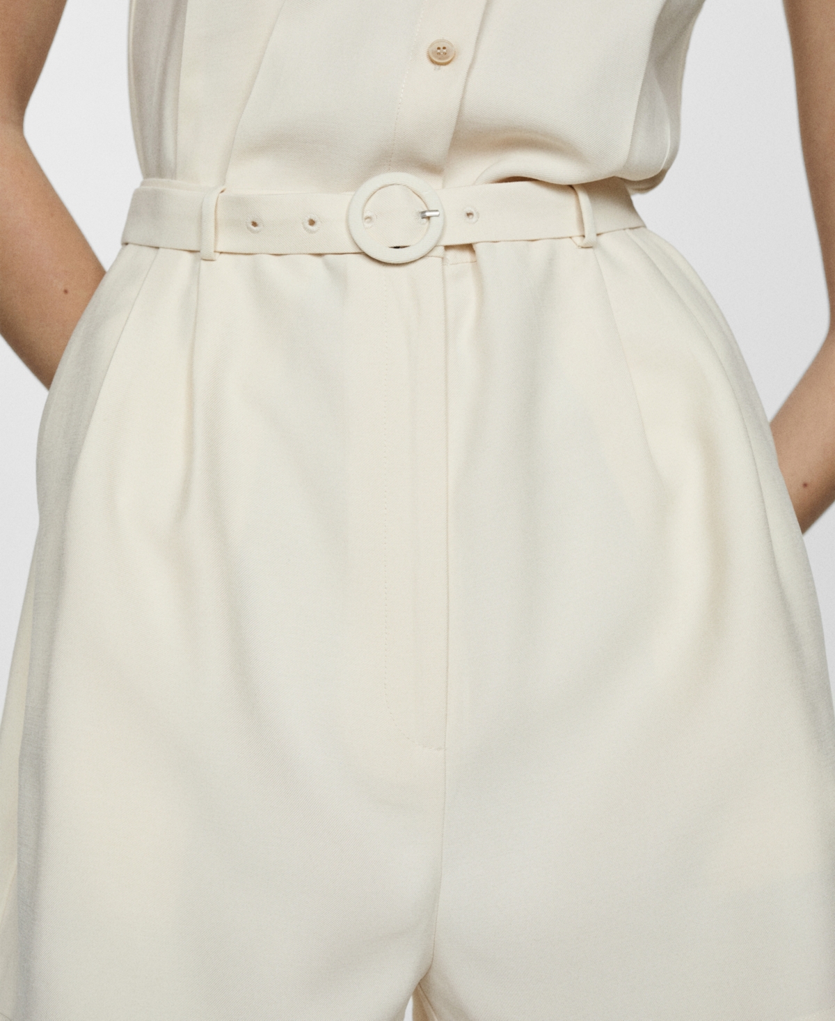 Mango Women's Belt Short Jumpsuit