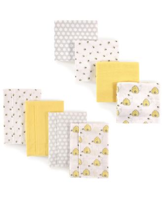 Soft Flannel Eight-Piece Baby Essential Set Burp Cloth and Wraps