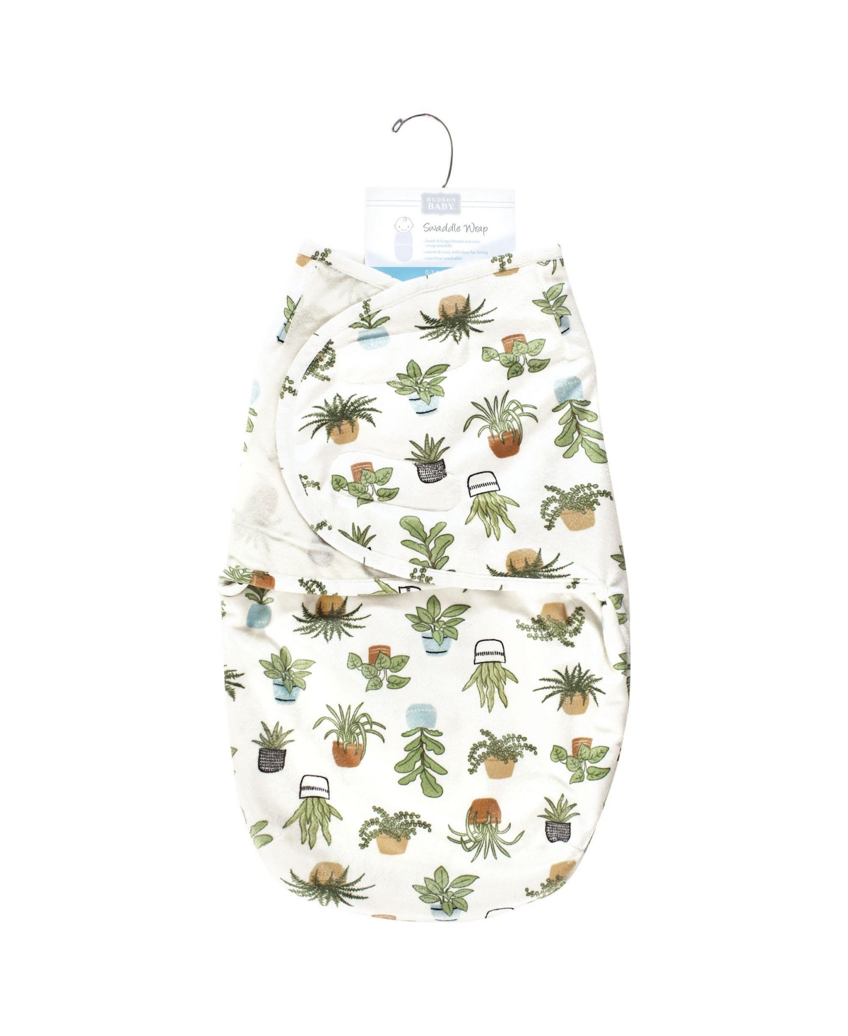 Hudson Baby Baby Boys Plush Faux Fur Swaddle Wrap, Months - Plants