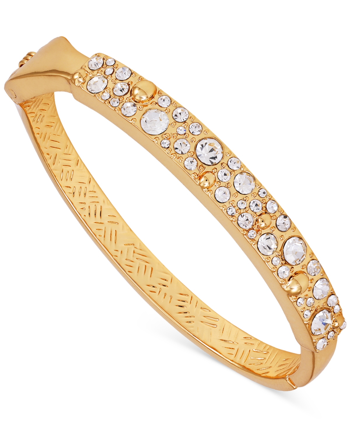 T Tahari Gold-tone Scattered Crystal Bangle Bracelet In Gold