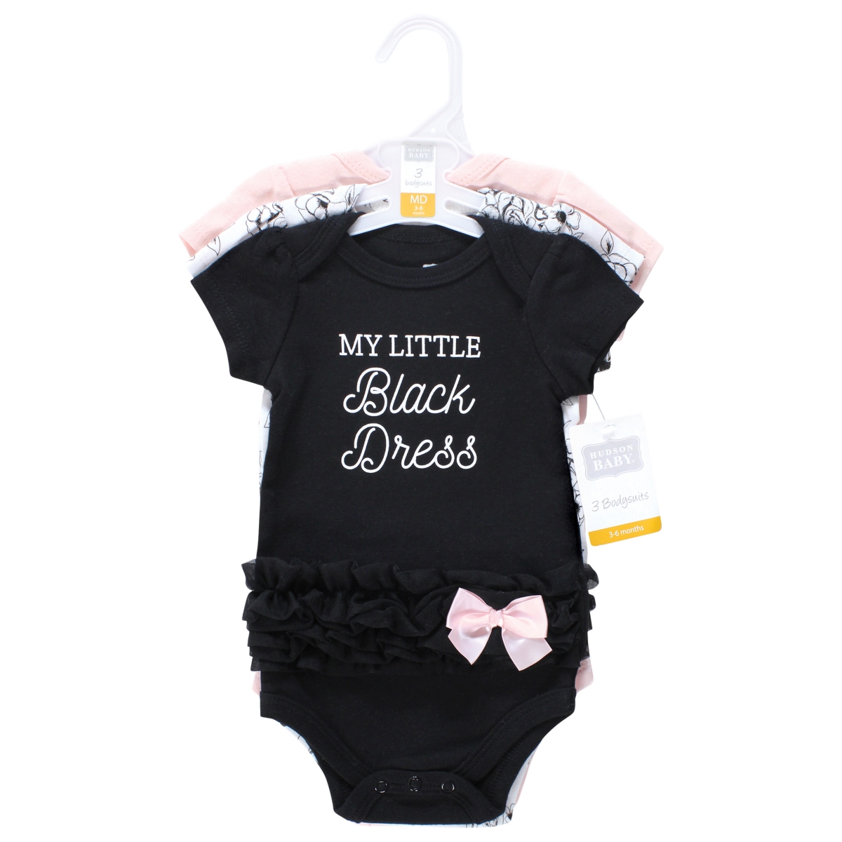 Hudson Baby Baby Girls Cotton Bodysuits,- Toile black dress