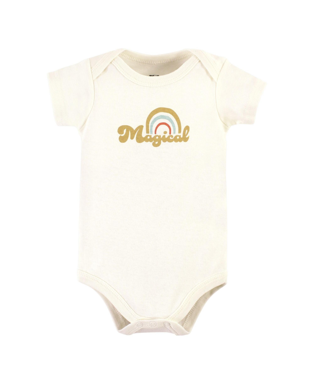 Hudson Baby Baby Girls Cotton Bodysuit and Pant Set,- Magical rainbow short sleeve