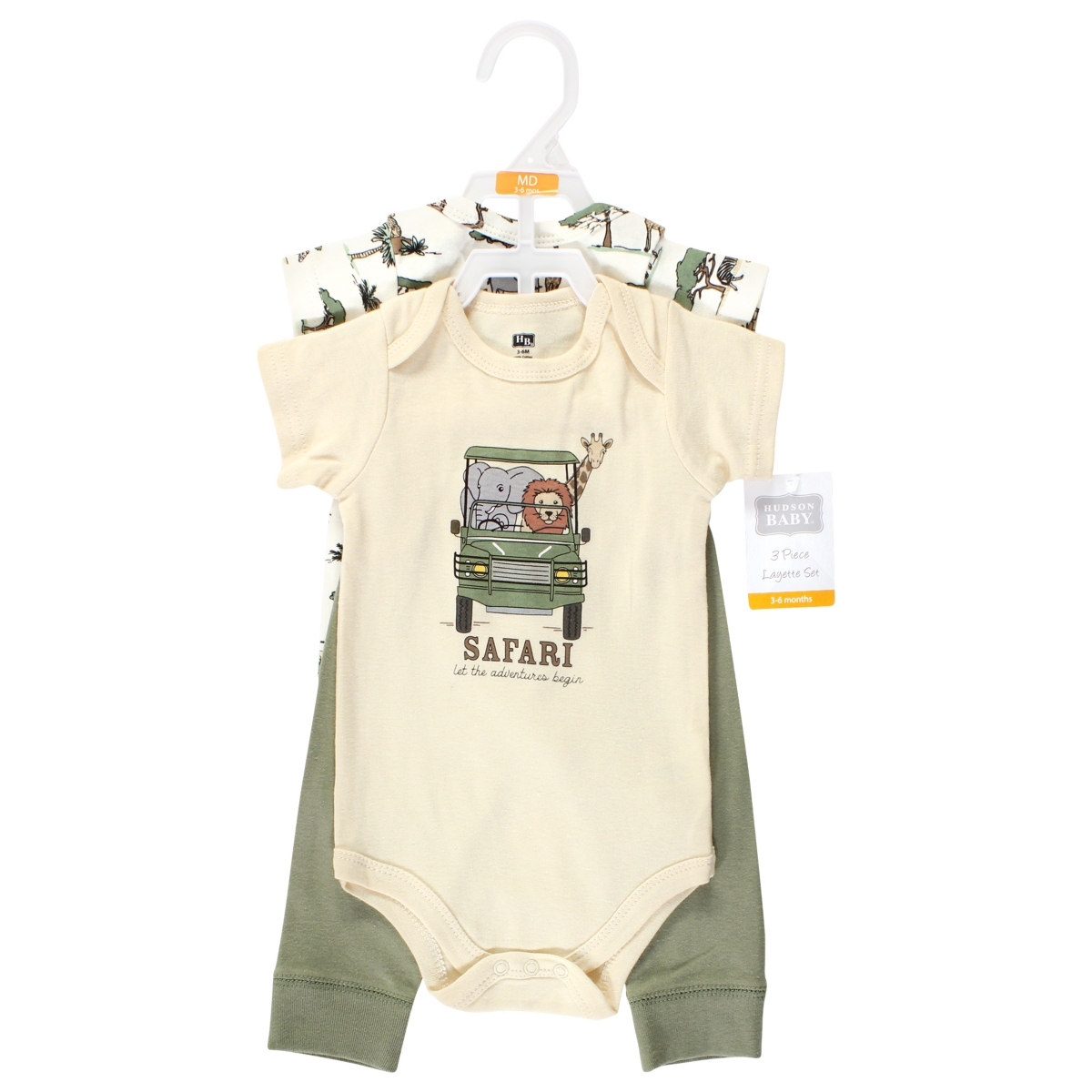 Hudson Baby Baby Boys Cotton Bodysuit and Pant Set,- Going on safari short sleeve