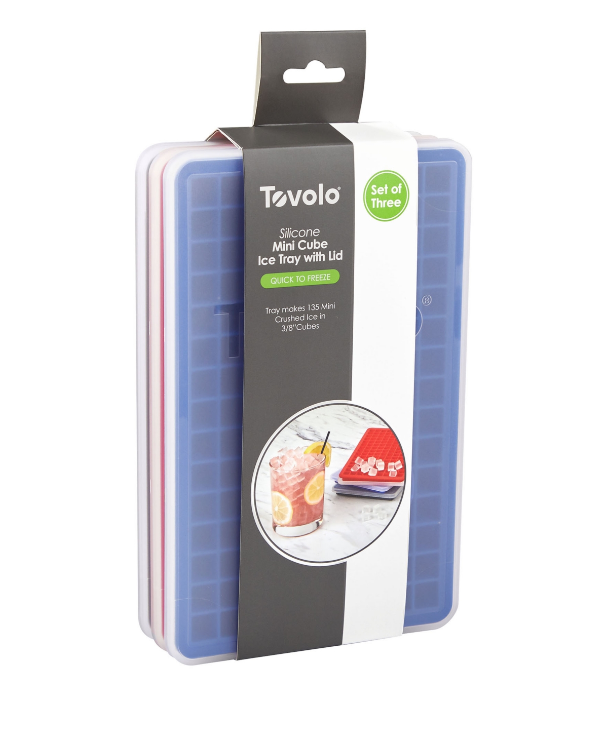 Tovolo Silicone Mini Ice Cube Tray with Lid, 2-Pack- Assorted