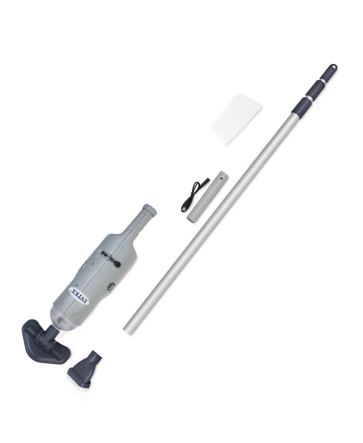 Rechargeable Handheld Above Ground Pool Vacuum Cleaner with 2 Brush Heads - Grey