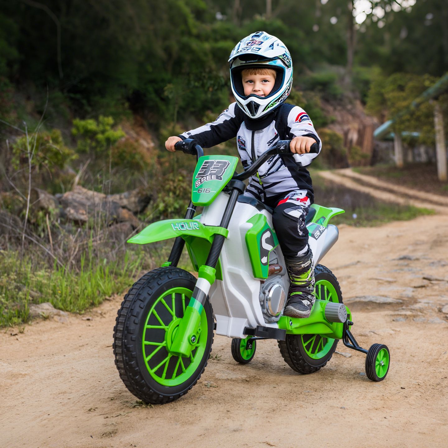 Детская игрушка Aosom 12V Kids Racing Battery-Powered Motorcycle with Training Wheels, Ages 3-7 — фото 9