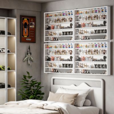 31.5" Glass 5-Tier Display Cabinet 4 Adjustable Shelves Freestanding Storage Showcase with Doors