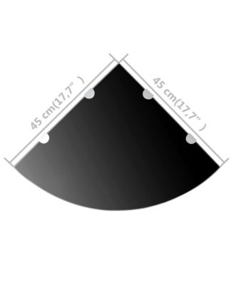 Corner Shelves 2 pcs with Chrome Supports Glass Black 17.7"x17.7"