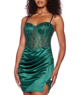 B Darlin - Juniors' Sequined Lace Bustier Bodycon Dress