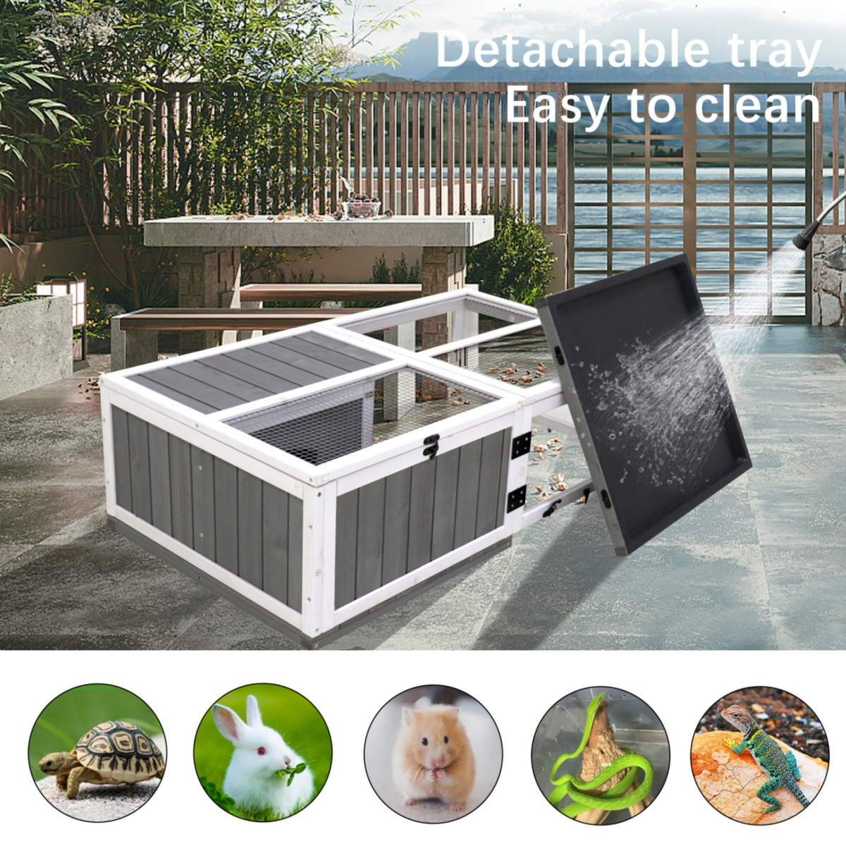 Streamdale Furniture Wooden Tortoise House for Indoor/Outdoor Small Animals