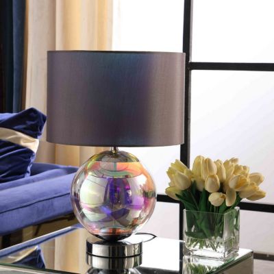 Streamdale 18.75-Inch Artie Orb Iridescent Chrome Table Lamp