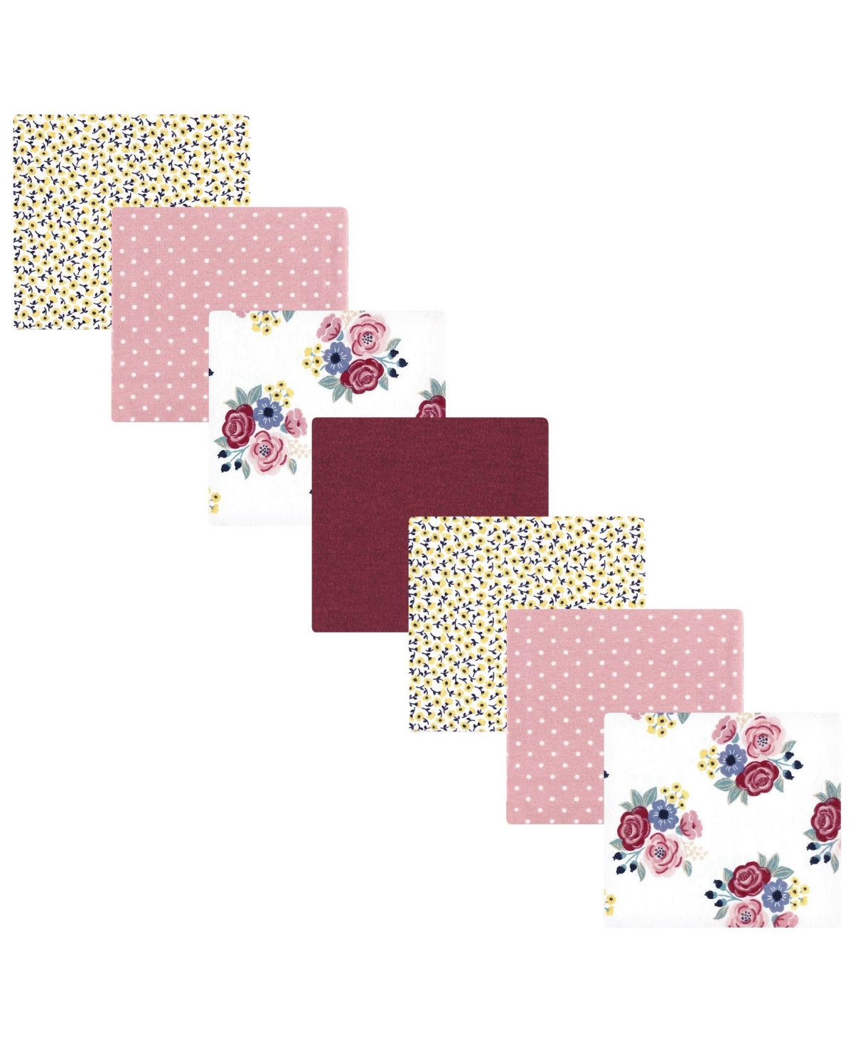 Hudson Baby Girls Seven-Piece Cotton-Poly Flannel Infant Swaddles & Wraps