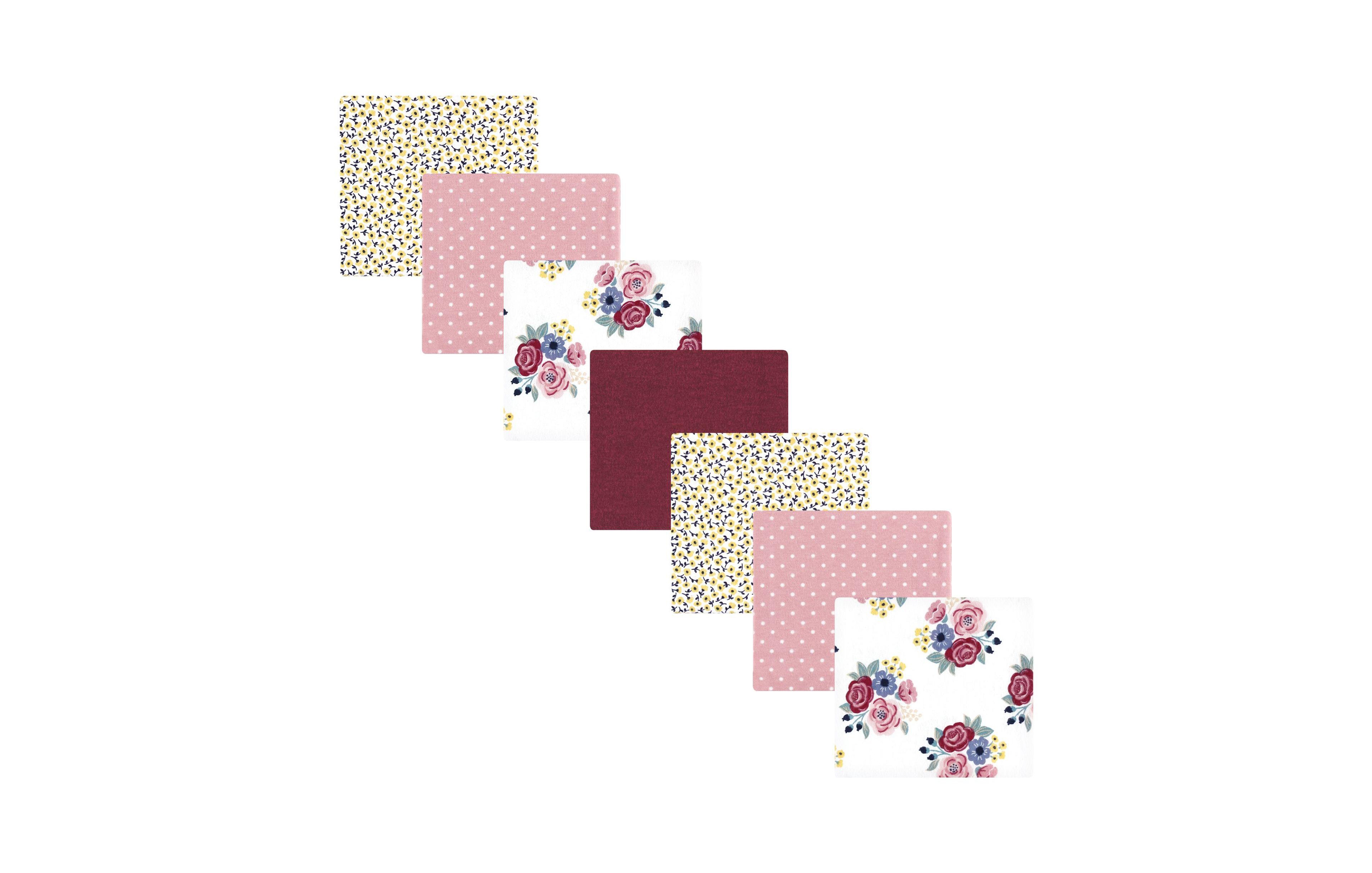 Hudson Baby Girls Seven-Piece Cotton-Poly Flannel Infant Swaddles & Wraps