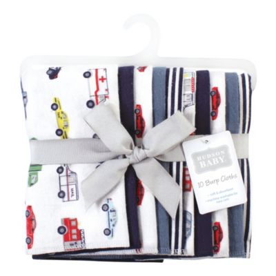 Bulk Pack of 10 Absorbent Cotton-Poly Flannel Burp Cloths