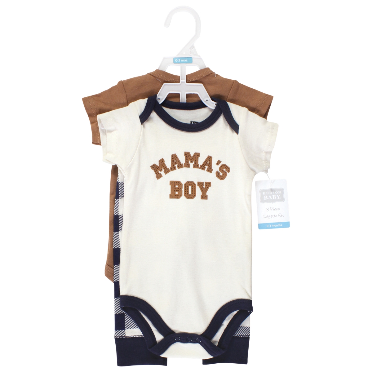 Hudson Baby Baby Boys Cotton Bodysuit and Pant Set, Brown Navy Mamas Short-Sleeve - Brown navy mamas boy short-sleeve