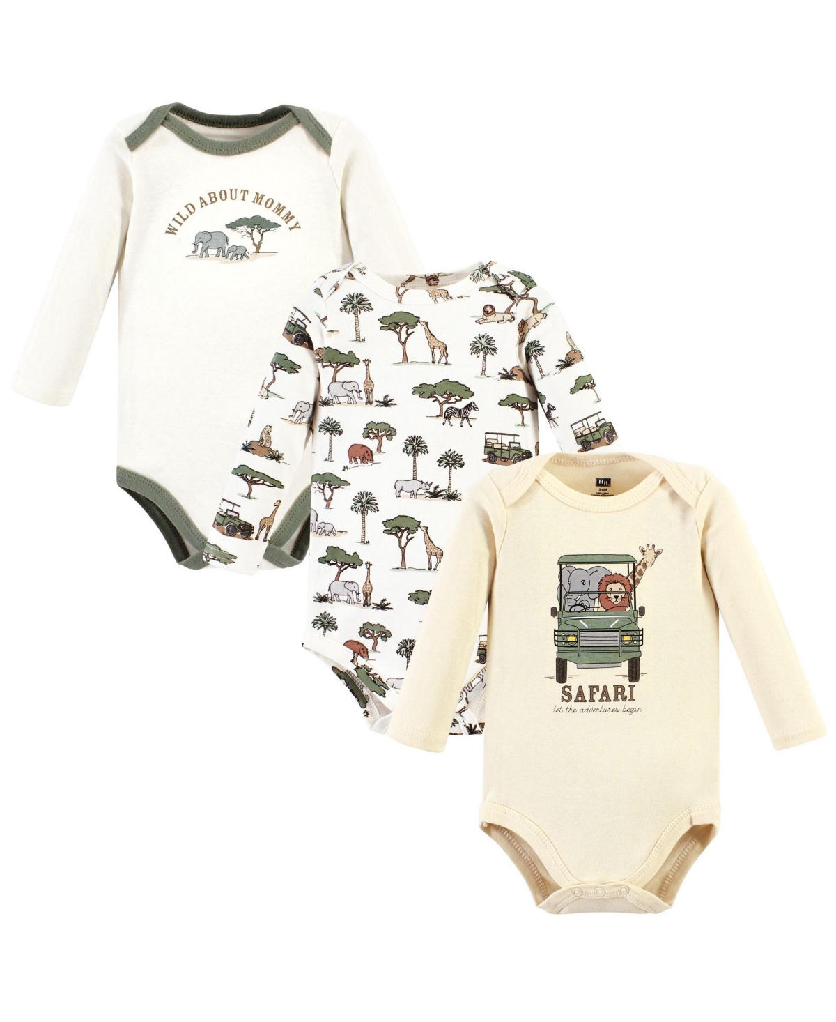 Hudson Baby Baby Boys Cotton Long-Sleeve Bodysuits - Going on safari 3-pack