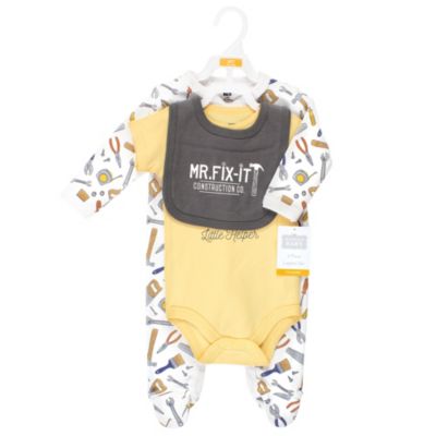 ' Cotton Essentials Set Sleep 'n Play Jumpsuit, Bodysuit, and Bandana Bib