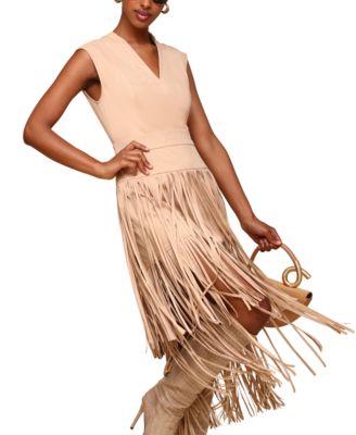 Women's Tiered-Fringe Sleeveless Dress