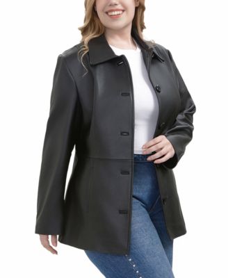 Plus Size Dana Leather Car Coat